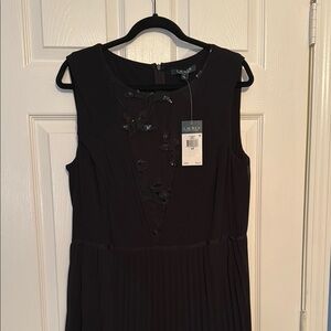 Lauren NWT full length formal Black Sleeveless Dress Sz 14 w/sequin & net inset